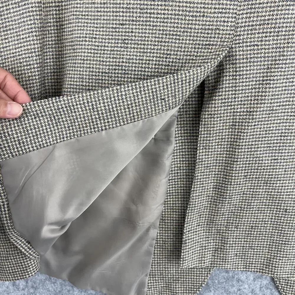 Luskeys Ryons Silk Western Blazer Sport Coat Mens 48L Beige Houndstooth‎ Cowboy